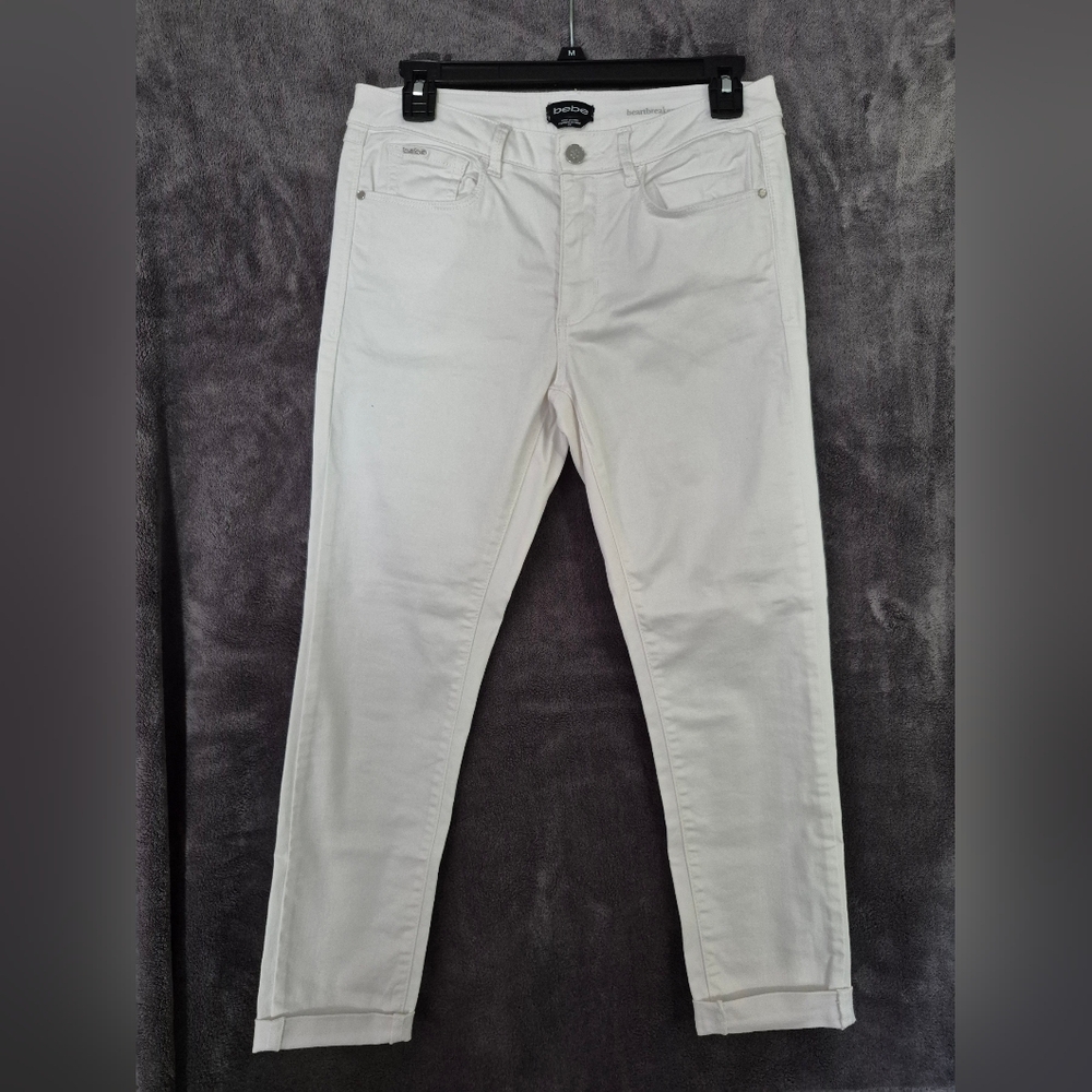 Bebe Soft White Heartbreaker Capris/Cropped Skinny Jeans Size 29